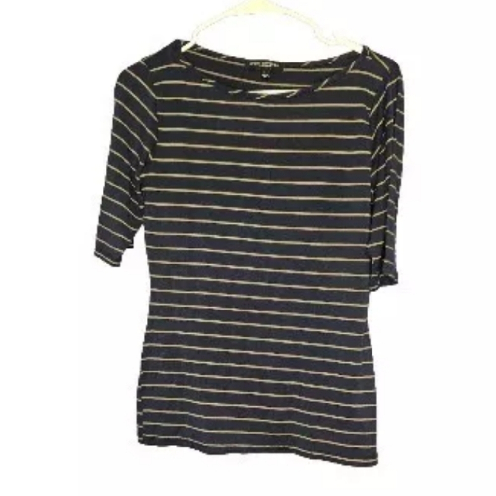 Green Envelope Womans Striped Navy Blue Top Shirt Size Large
